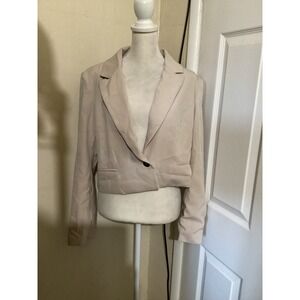 Cider Womens Beige Cropped Blazer Single Button Jacket CD20230510308796BZ M
